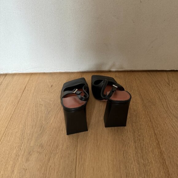 AMINA MUADDI Black Charlotte Sling Heels Size 38.5 - Picture 4 of 7
